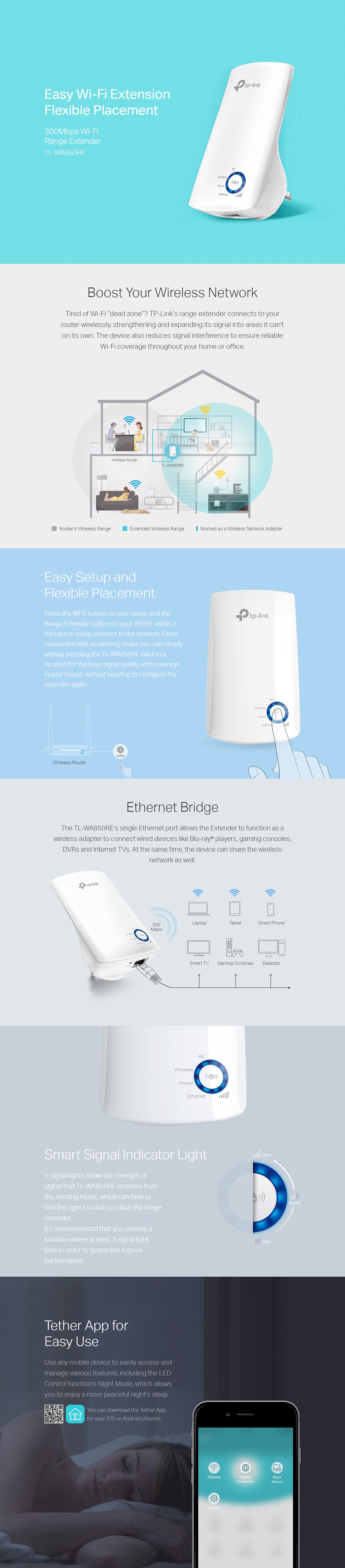 TP-Link TL-WA850RE 300Mbps Universal WiFi Range Extender - Overview 1