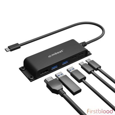 mbeat Essential Pro 5-IN-1 USB-C集线器（4k HDMI视频，USB-C PD直通充电，USB 3.0 x 2，USB-C x 1）