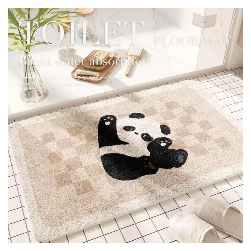 仿羊羔绒浴室吸水防滑地毯 举手熊猫