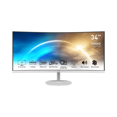 MSI MP341CQ 34 Inch Curved UWQHD 100Hz Monitor White