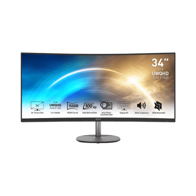 MSI MP341CQ 34 Inch Curved UWQHD 100Hz Monitor Black