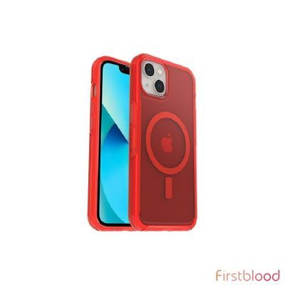 OtterBox Apple iPhone 13 Symmetry Series+ 透明 Antimicrobial 保护壳 for MagSafe - In The Red (77-85646), 3X Military Standard Drop Protection