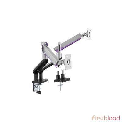 Brateck Dual Monitor Premium Aluminium Spring-Assisted Monitor Arm Fit Most 17寸-32寸  Flat Panel and Curved Monitors Up to 9kg per screen (Sliver)
