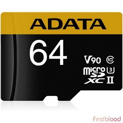 威刚64GB Premier ONE microSDXC UHS-II Memory Card with SD Adaptor - 275MB/s