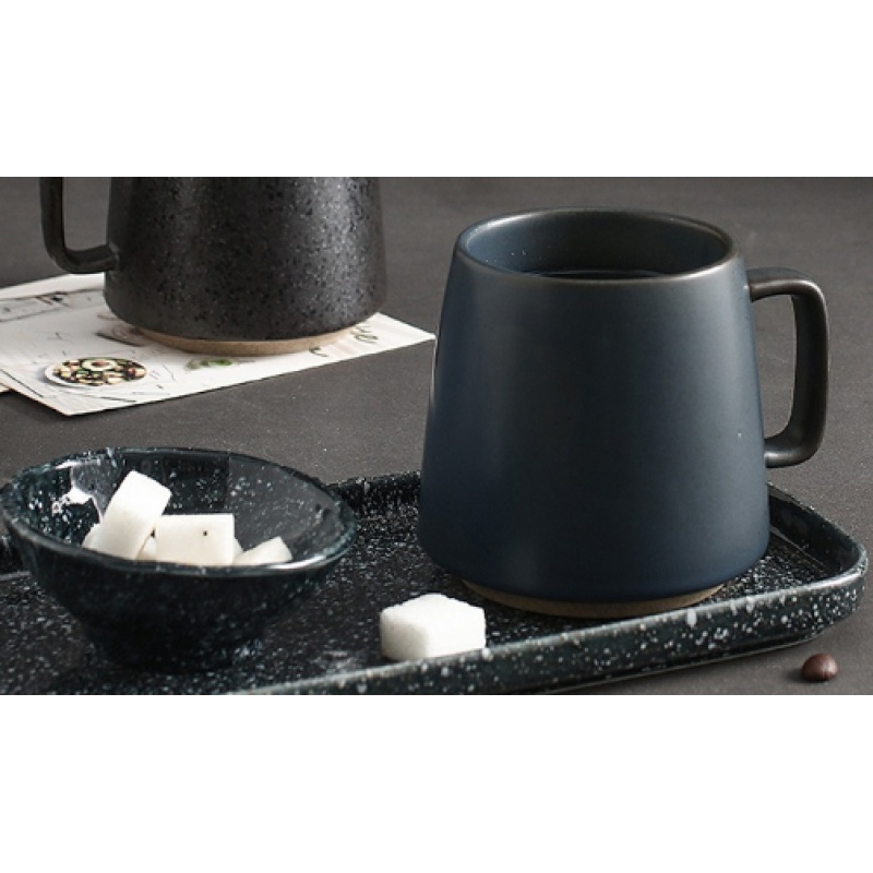 ACEden日式风格陶土创意陶瓷马克杯 线条水杯/办公室泡茶咖啡杯 