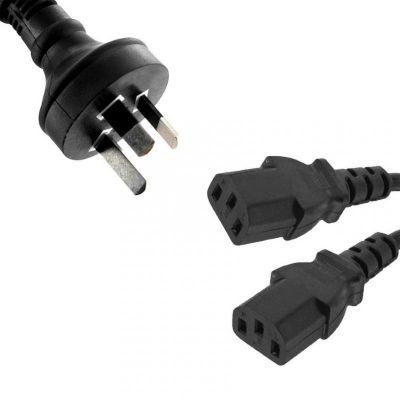 8Ware Power Cable 3m 3-Pin AU to 2 IEC C13 Male to Female