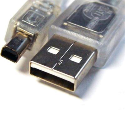 8Ware USB 2.0 数据线 3米 A 转 B 4针 Mini 透明金属护套UL认证