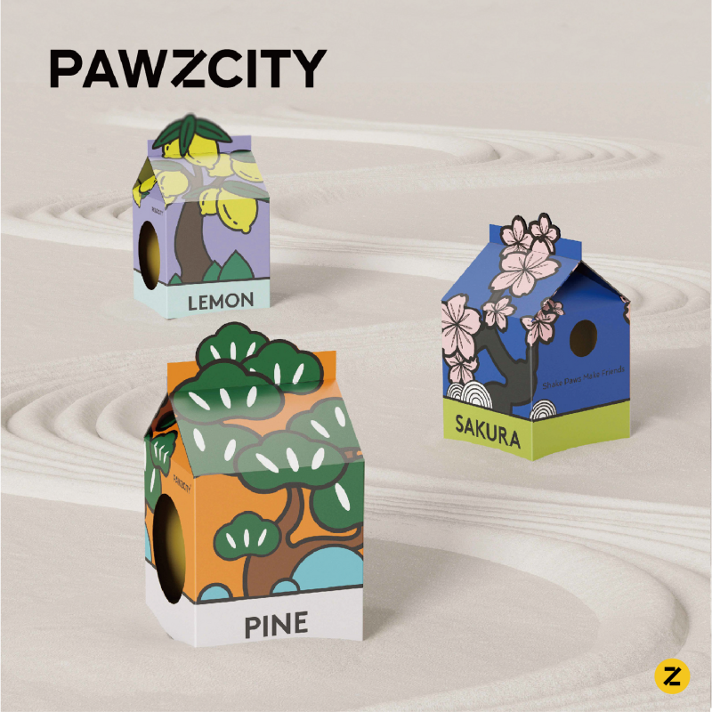 PAWZCITY Tetra-Pak Cat Scratcher House - Lemon