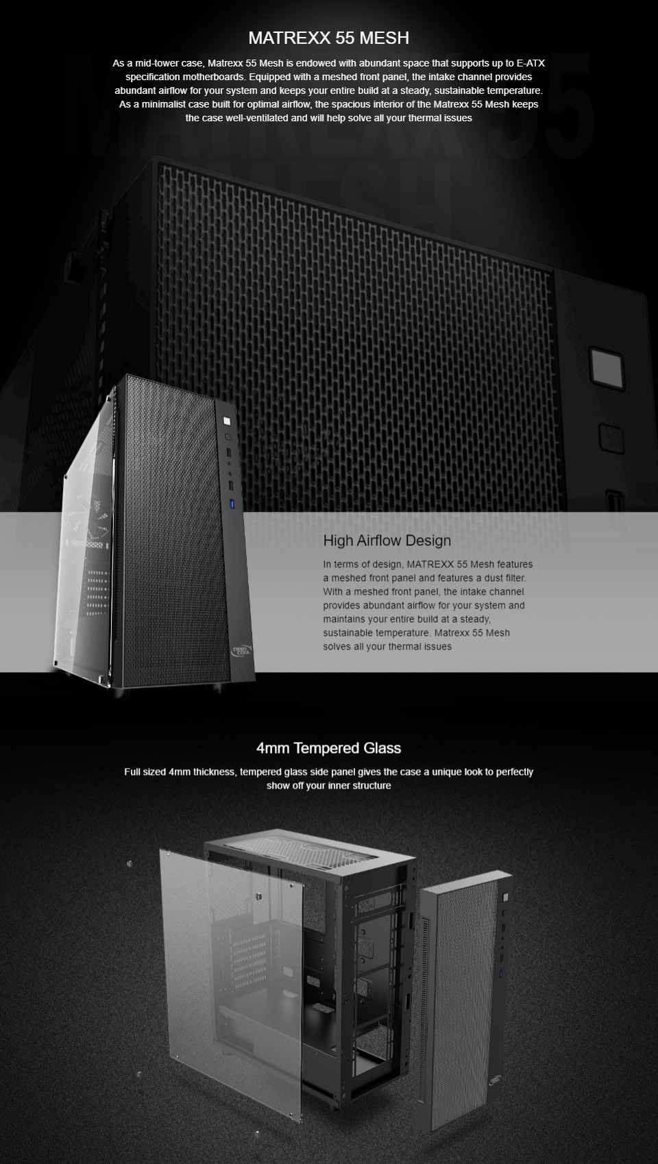 Deepcool Matrexx 55 Mesh Full Tower Case features
